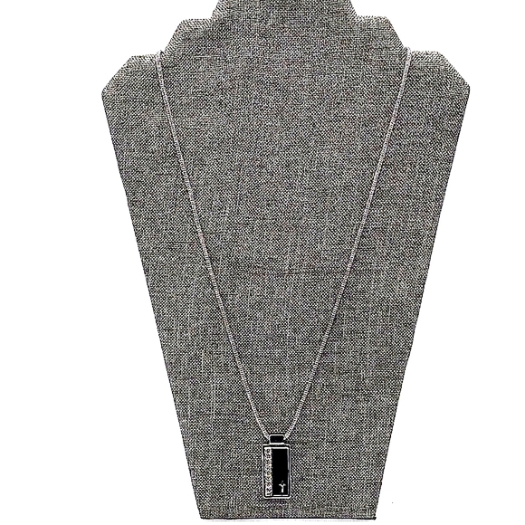 GUESS 24" Cross Dog Tag Bling Cubic Zirconia Crystal Necklace in Black & Silver - Picture 3 of 4